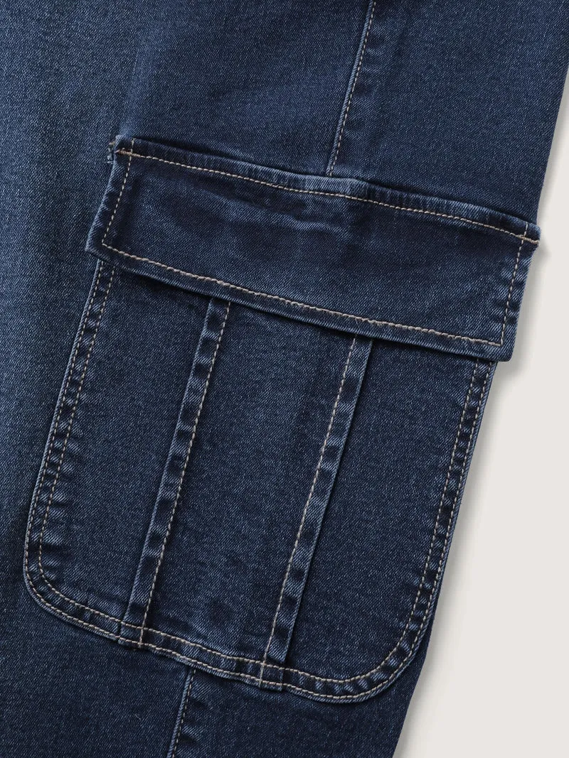 Waist Drawstring Straight-Leg Jeans