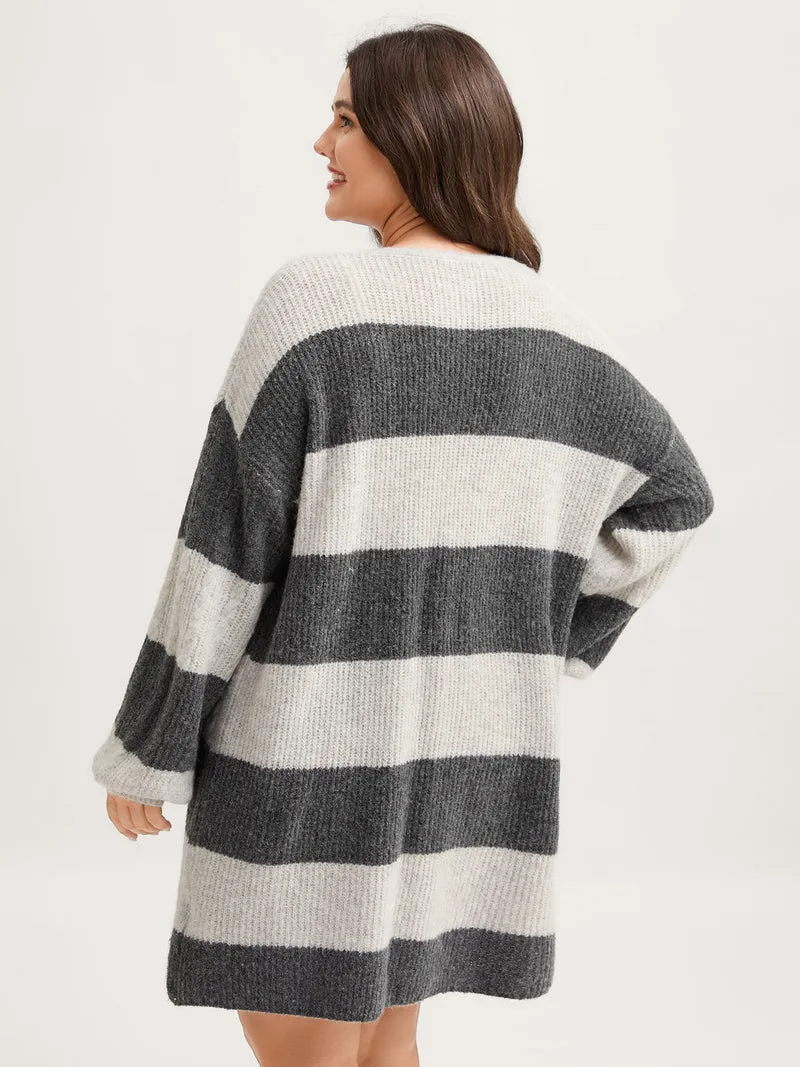 Striped Tissue Texture Knit Cardigan