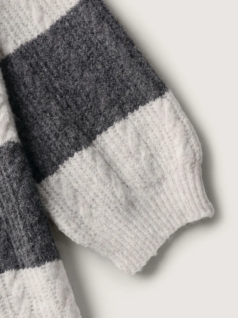 Striped Tissue Texture Knit Cardigan