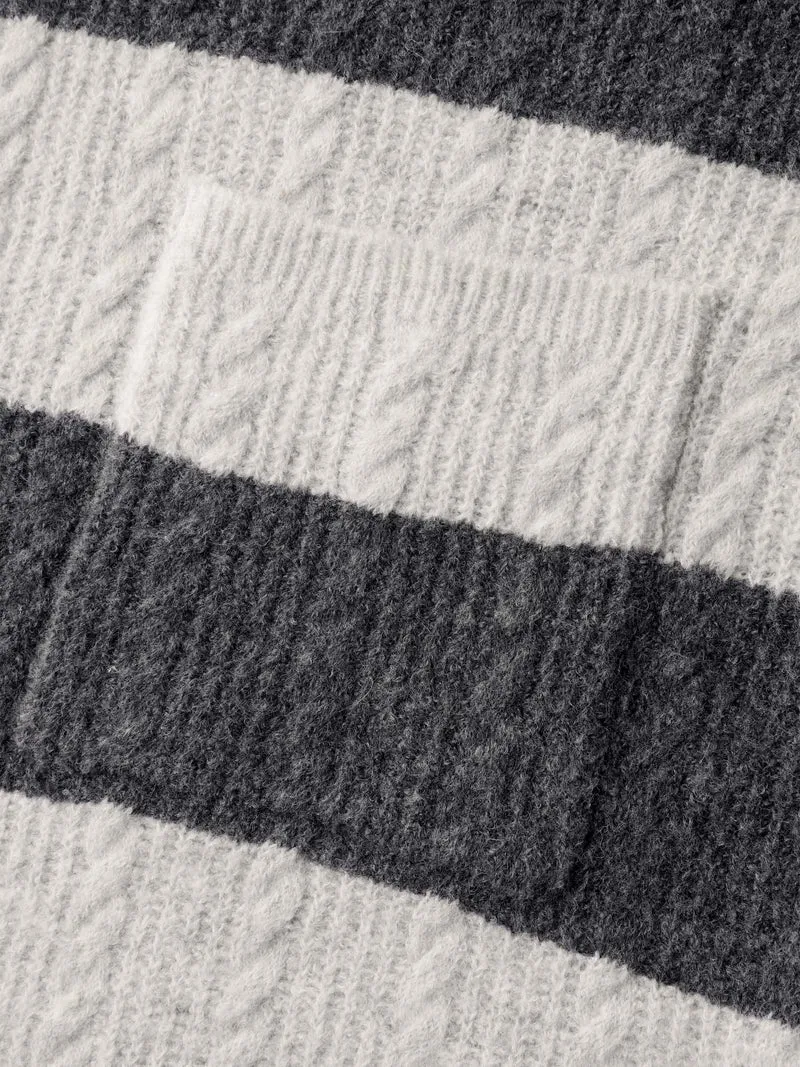 Striped Tissue Texture Knit Cardigan
