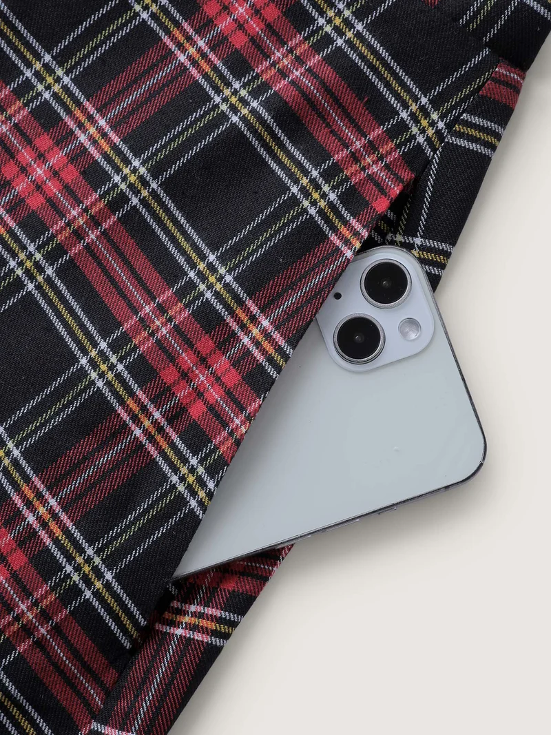 Checkered Pattern Overall Pockets Midi Dress
