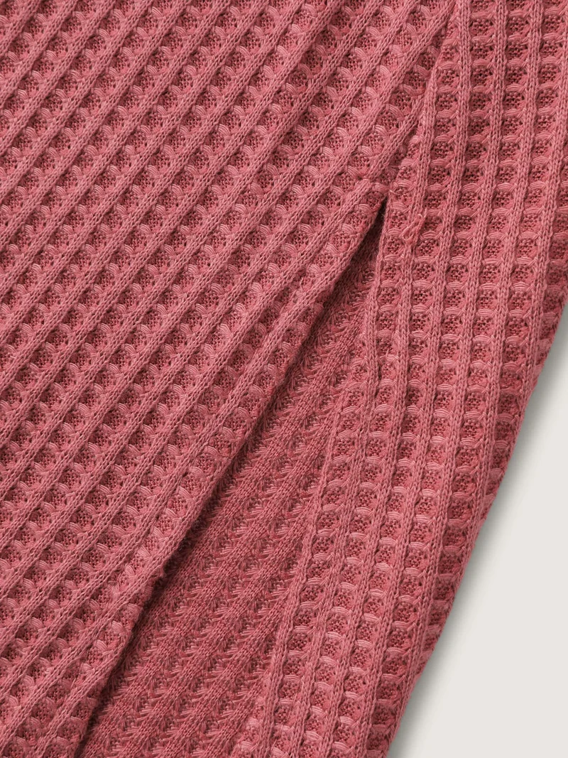 Waffle Grid Side Slit Flared T-Shirt
