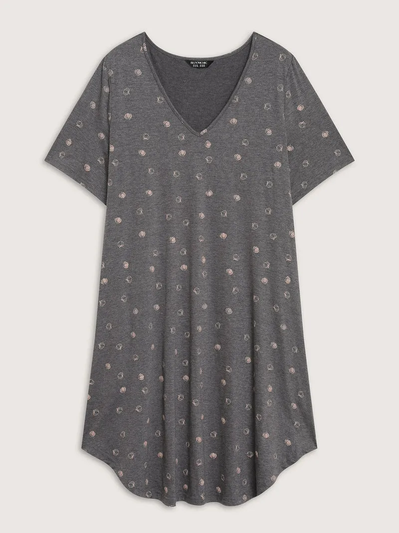Halloween Print Stretchy V-Neck Lounge Dress