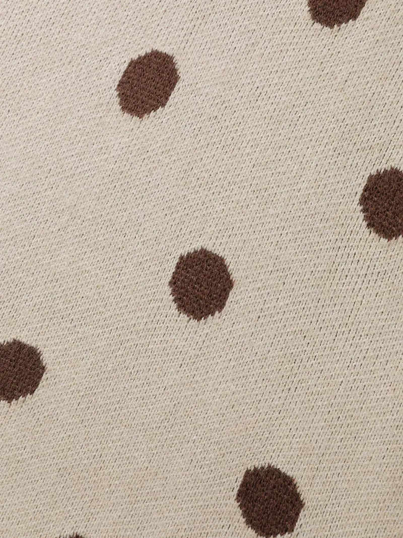 Polka Dots Print Color Contrast Pullover