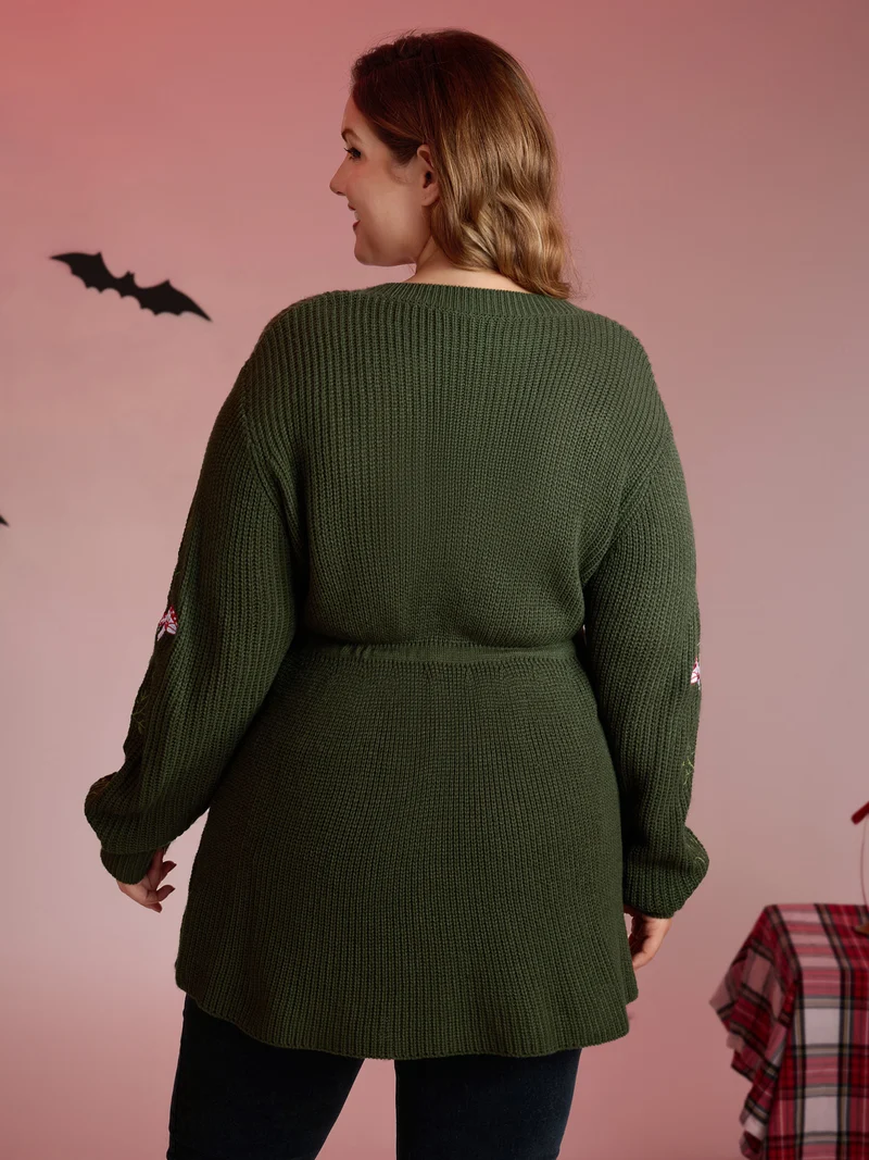 Mushroom Halloween Embroidery A-Line Pullover