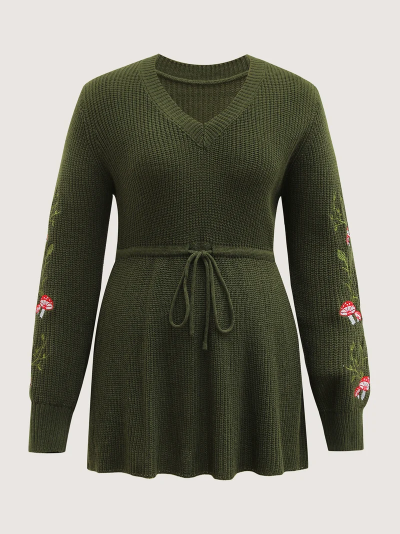 Mushroom Halloween Embroidery A-Line Pullover