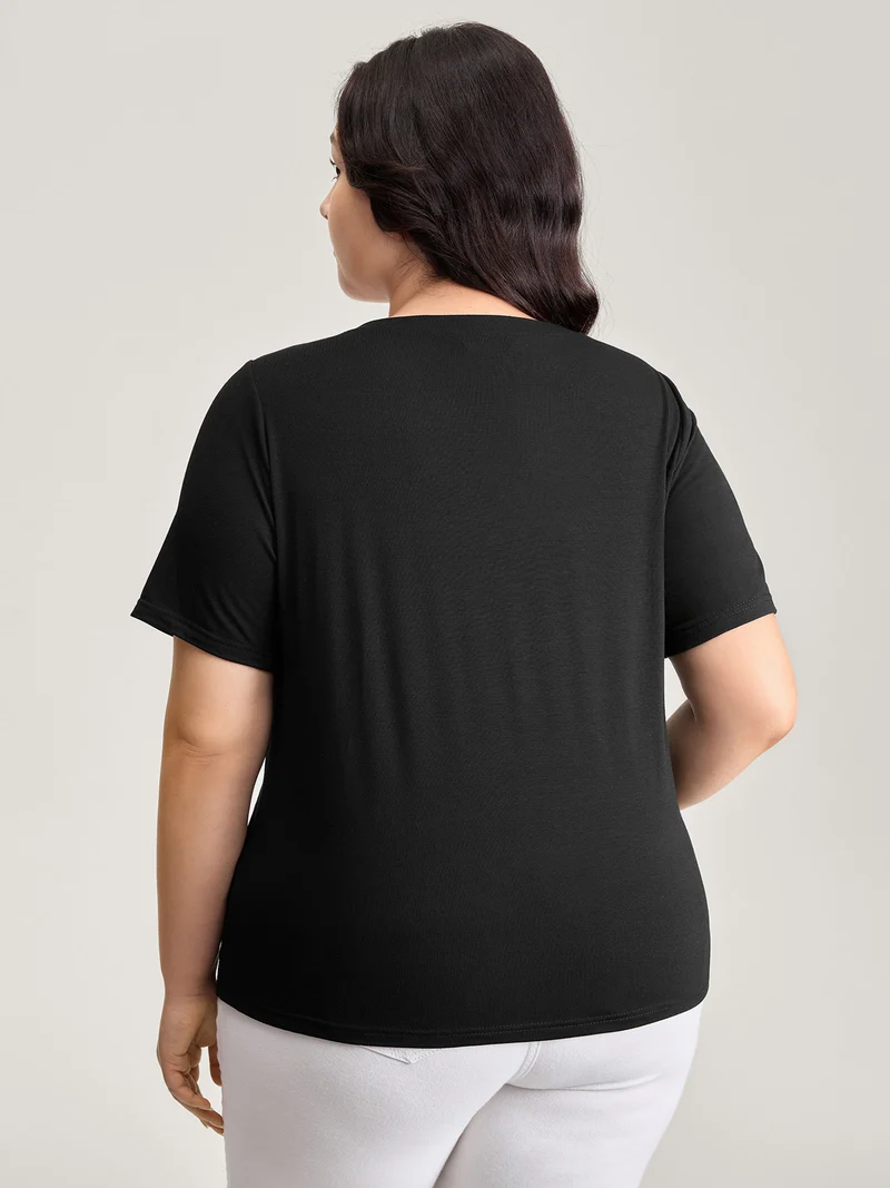 Floral Print V-Neck Half Sleeve T-Shirt
