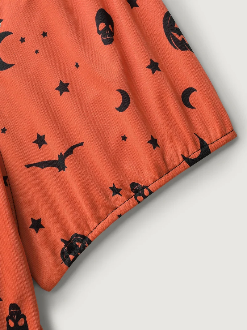 Scary Halloween Print Colorblock Midi Dress