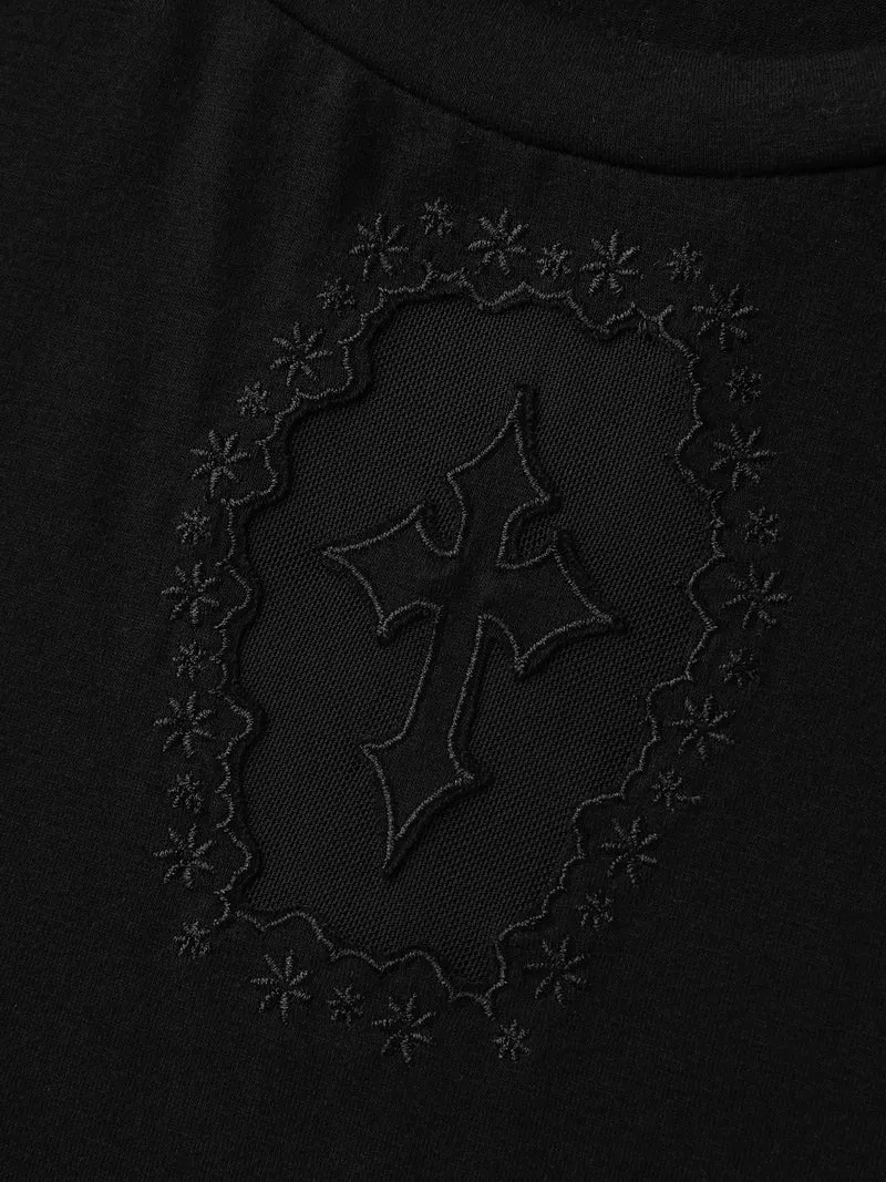 Tarot Card Pattern Lace Cut-Out Top