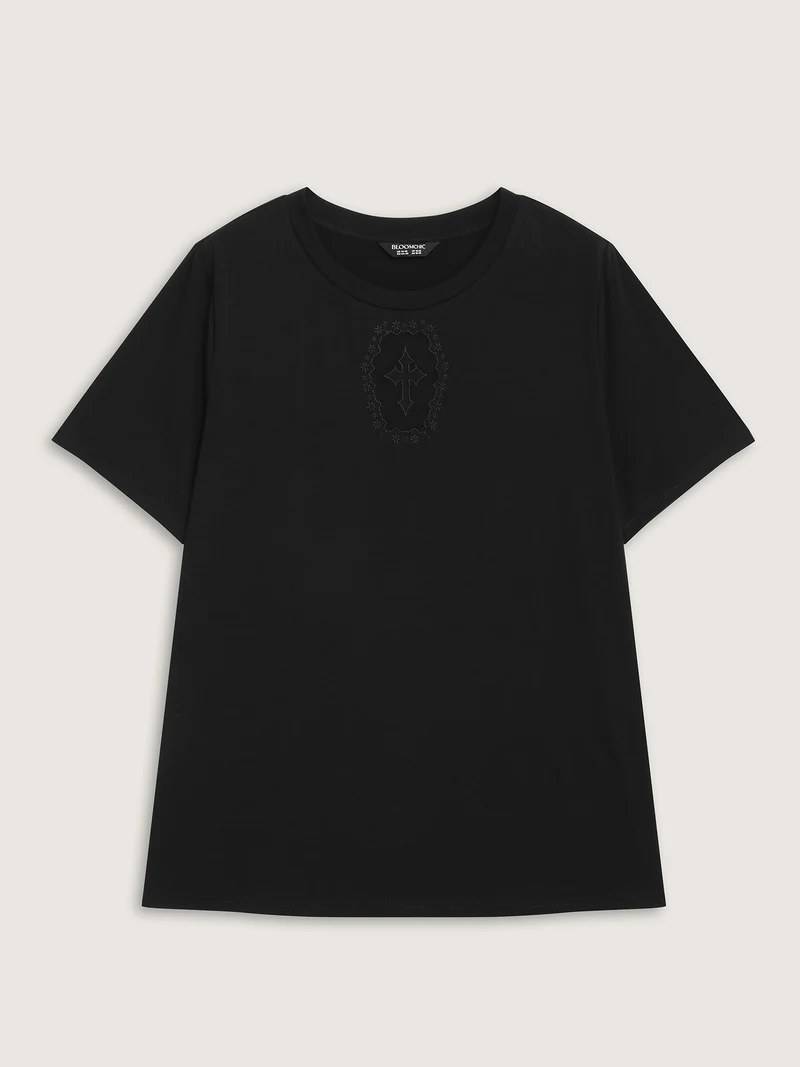 Tarot Card Pattern Lace Cut-Out Top