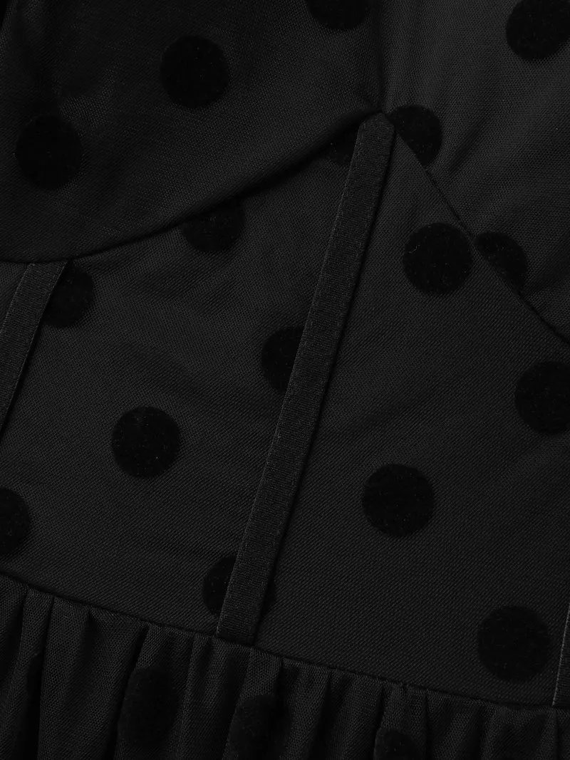 Polka Dots Structured Corset Detail Midi Dress