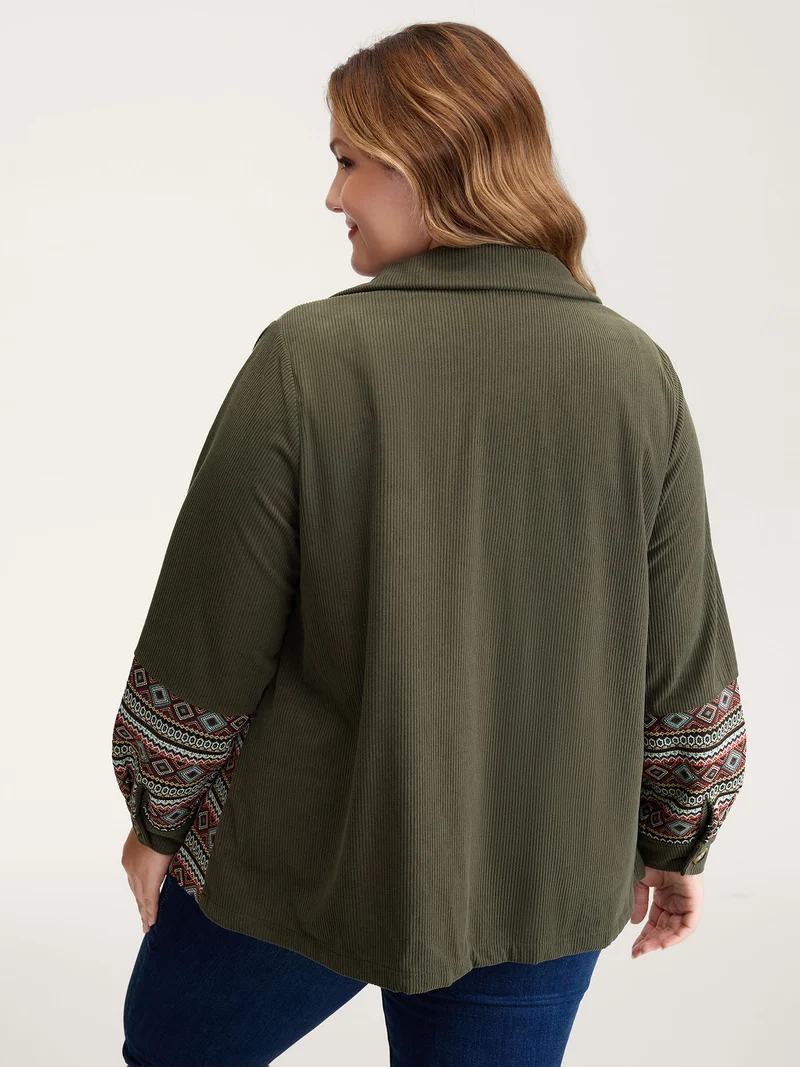 Corduroy Spliced Yarn-Dyed Contrast Jacket