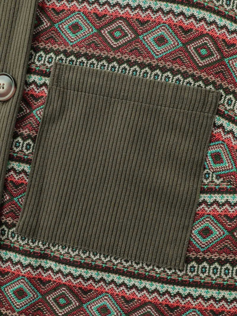 Corduroy Spliced Yarn-Dyed Contrast Jacket