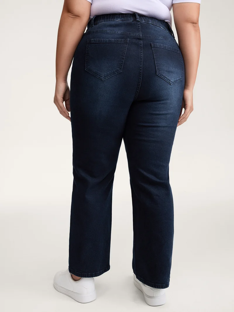 Supersoft Front Pockets Straight-Leg Mid-Rise Jeans
