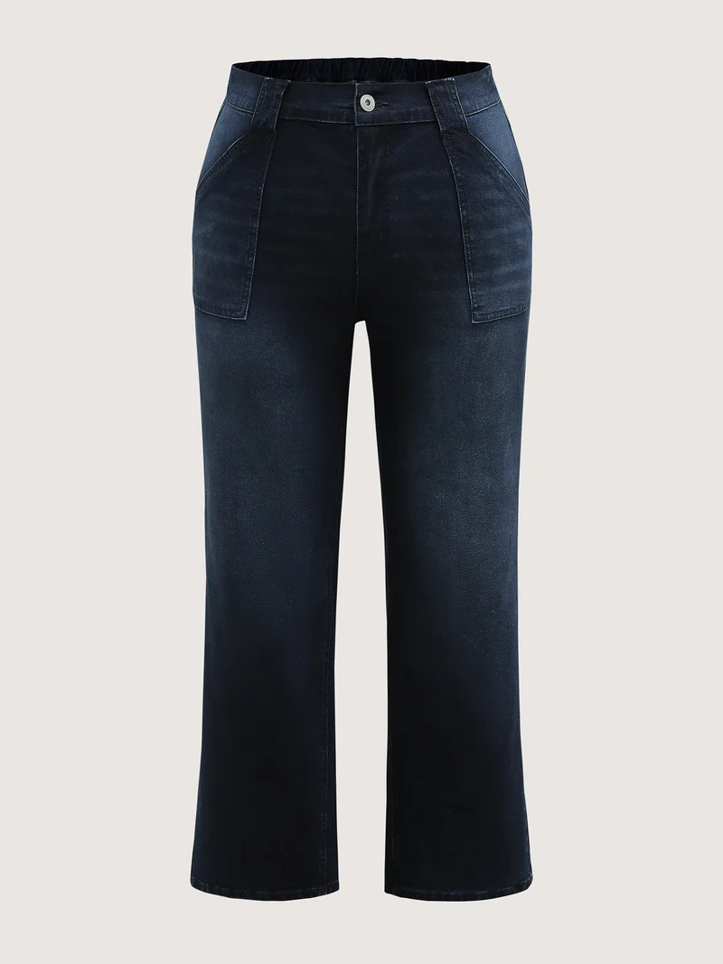 Supersoft Front Pockets Straight-Leg Mid-Rise Jeans