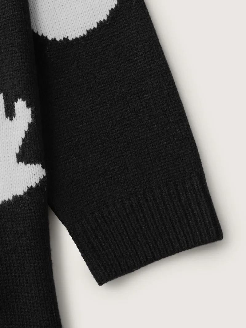 Happy Ghost Jacquard Knit Cardigan