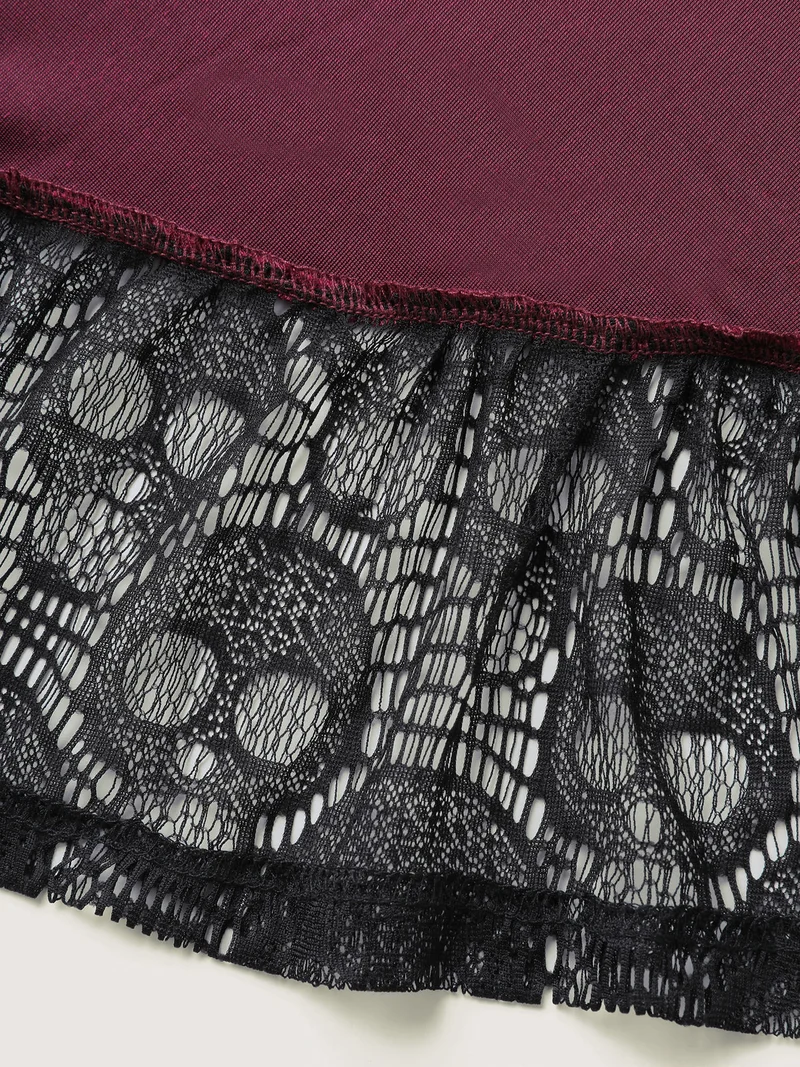 Velvet Lace Ruffled Gathered Midi Skirt