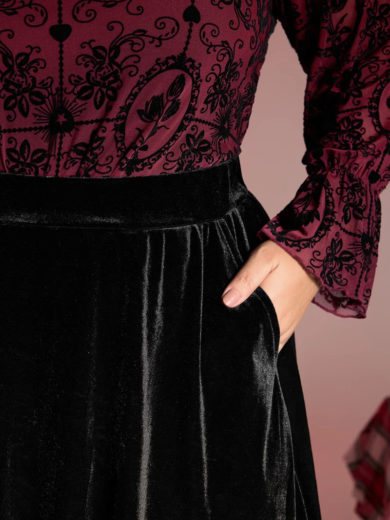 Handkerchief Hem Lace Trim Midi Skirt
