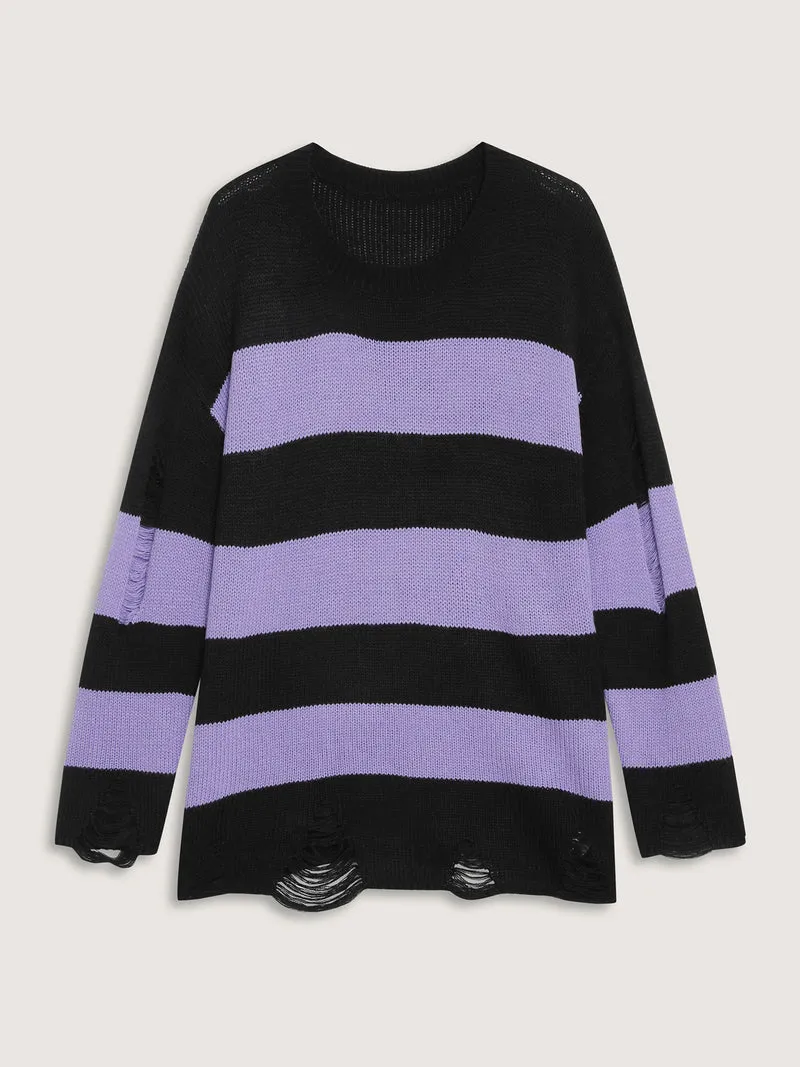 Colorful Stripes Cut-Out Pullover