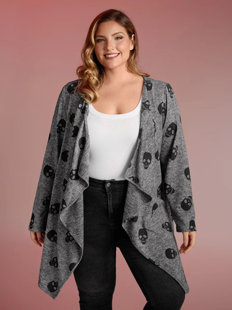 Skulls Everywhere Asymmetrical Edge Jacket