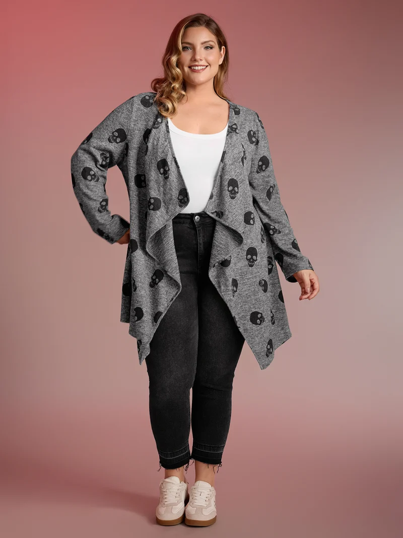 Skulls Everywhere Asymmetrical Edge Jacket