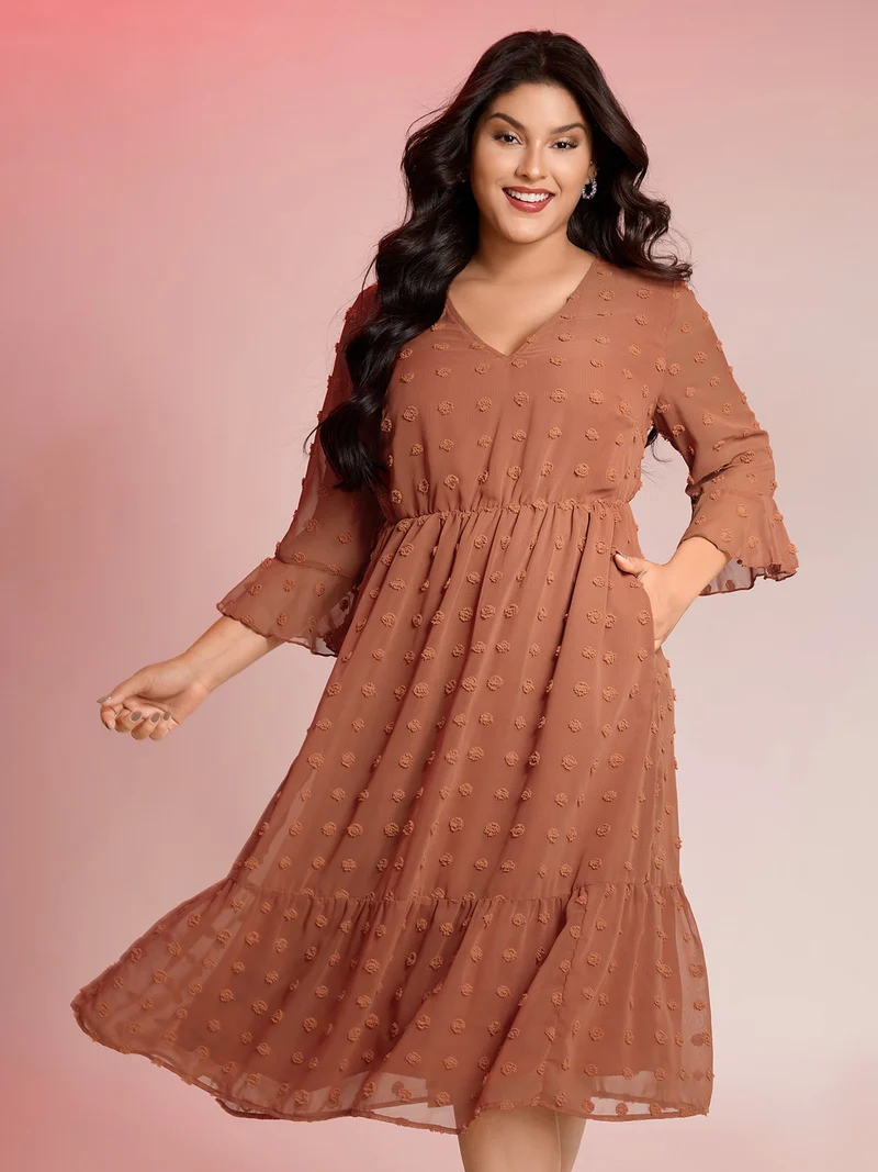 Chiffon Textured Semi Sheer Maxi Dress