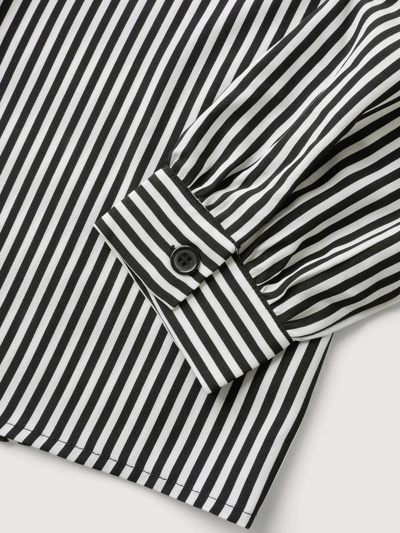 Striped Bow-Tie Button-Down Shirt