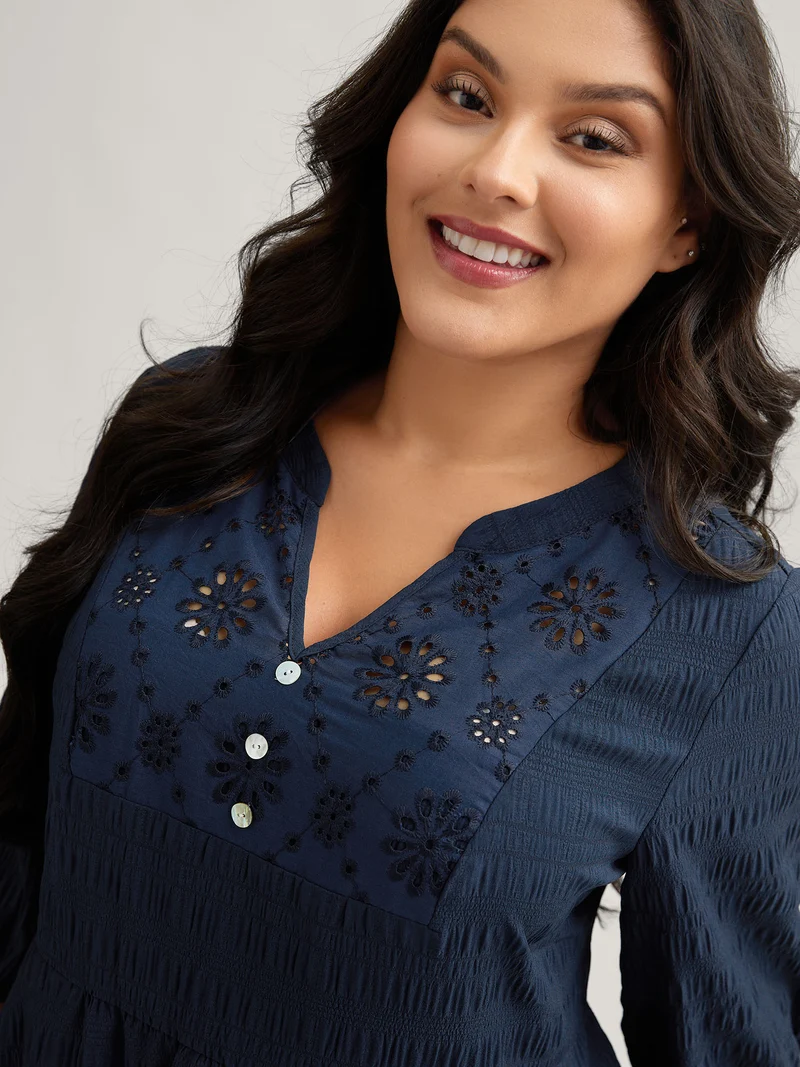 Textured Notched Collar Midi Dress