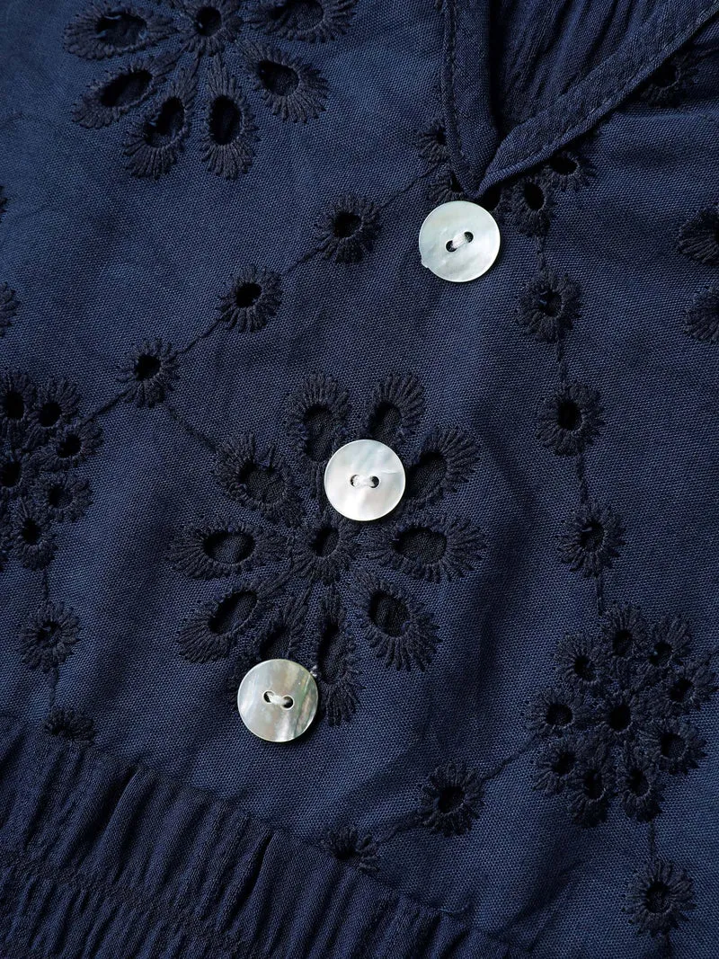 Textured Notched Collar Midi Dress