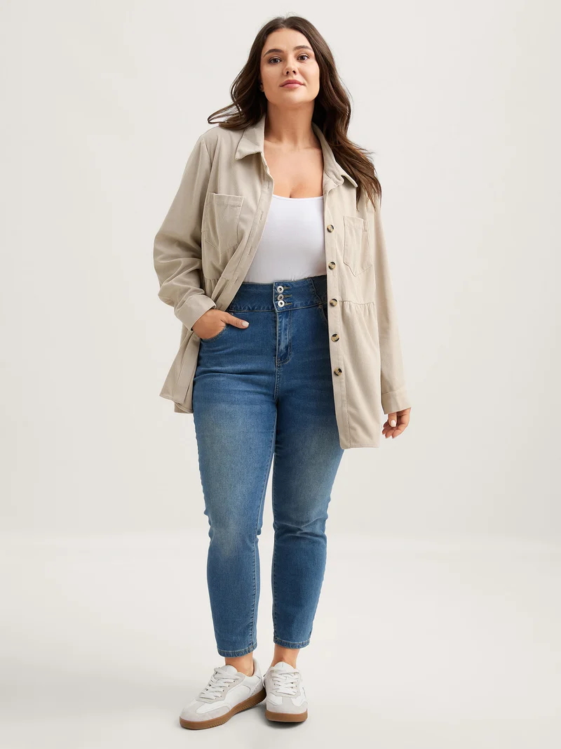 Corduroy Cinched-Flared Waist Jacket
