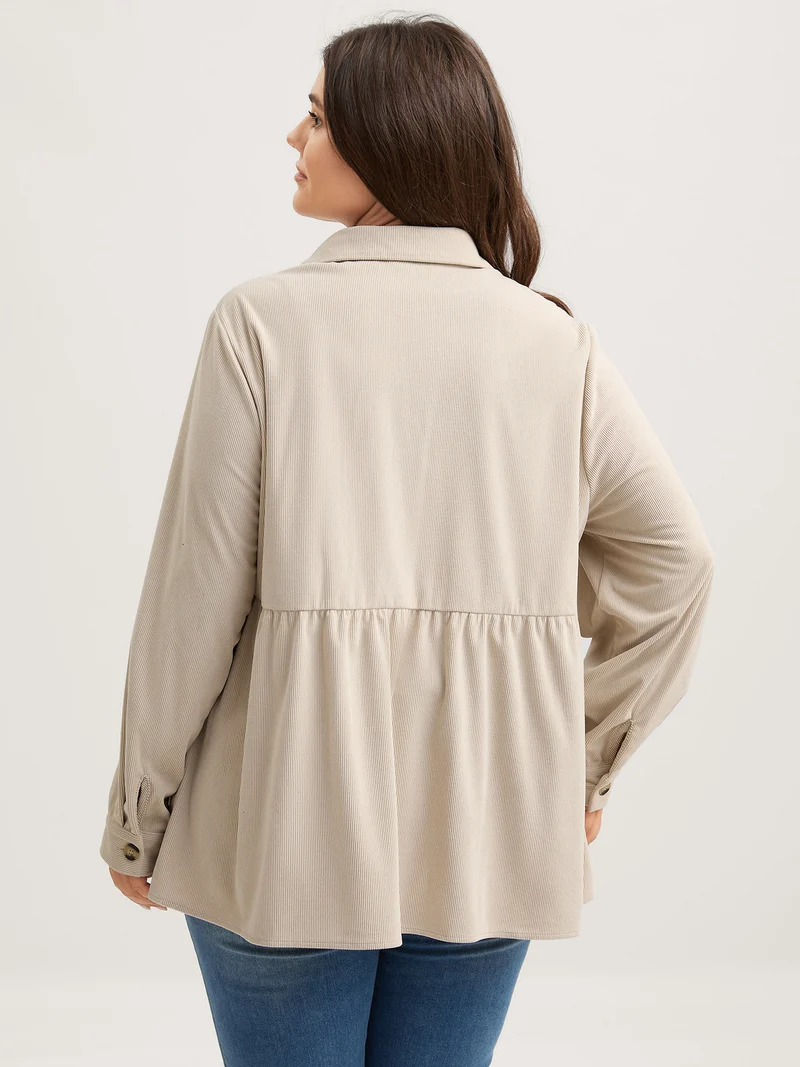Corduroy Cinched-Flared Waist Jacket