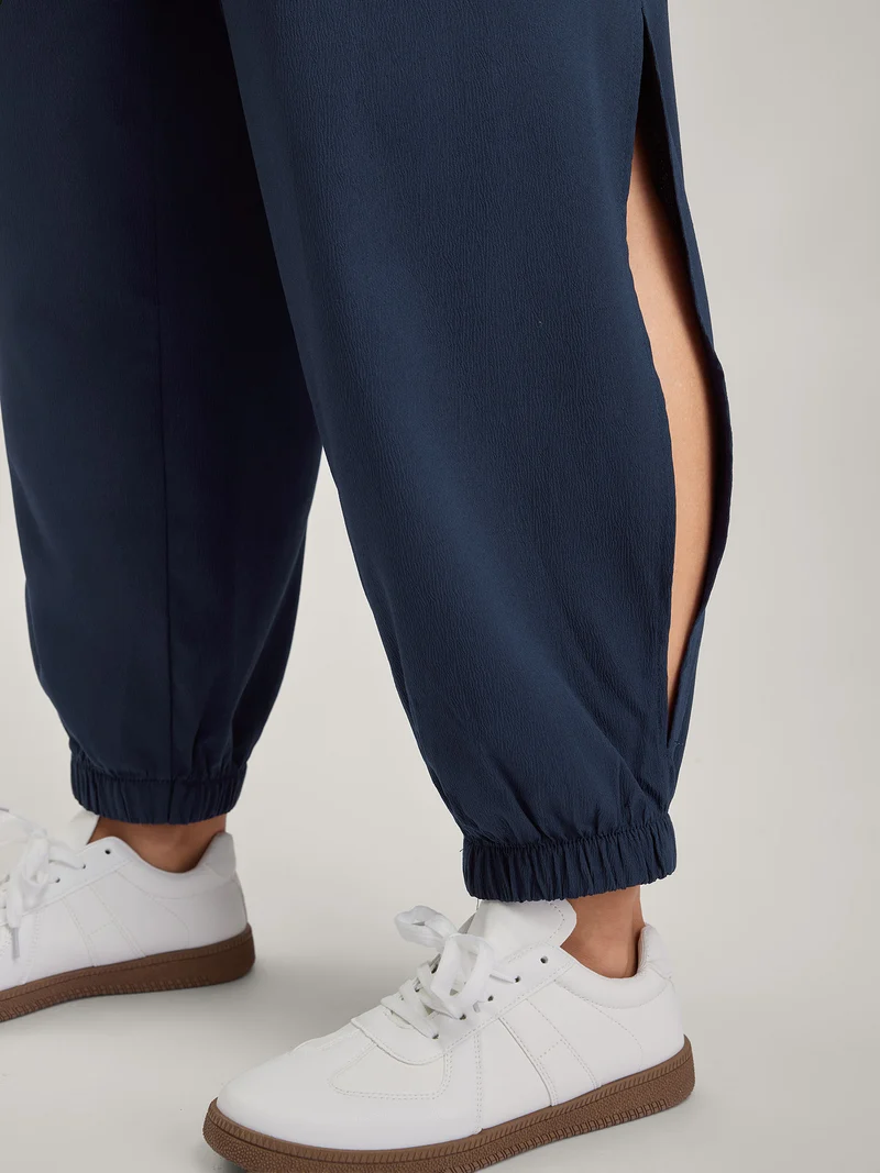 Side Slit Waist-Drawstring Jogger Pants