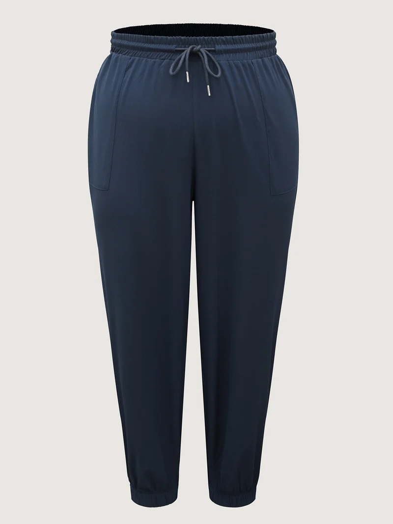 Side Slit Waist-Drawstring Jogger Pants