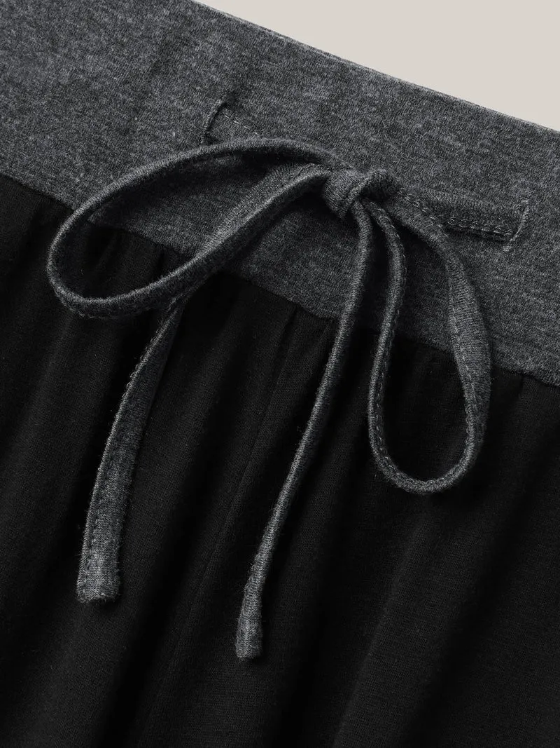 Heathered Color Block Drawstring Bootcut Pants