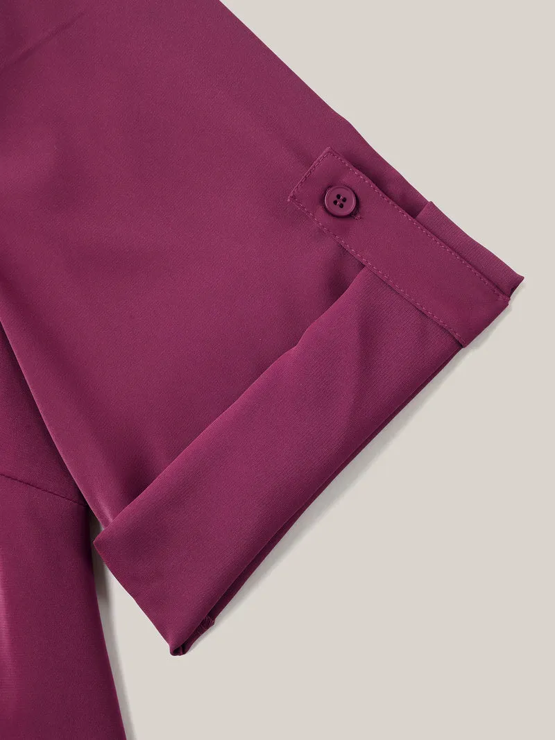Toothpick Pleat Gathered Sleeve Solid Shirt
