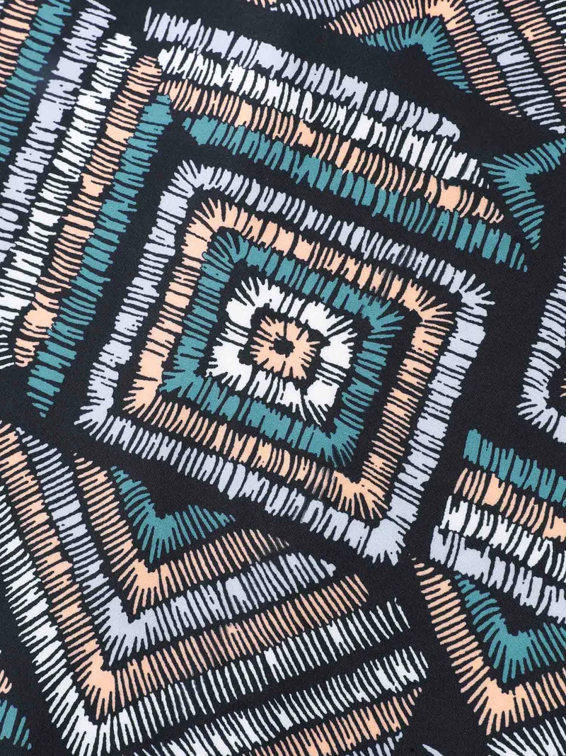 Geometric Print V-Neck Relaxed Fit Blouse