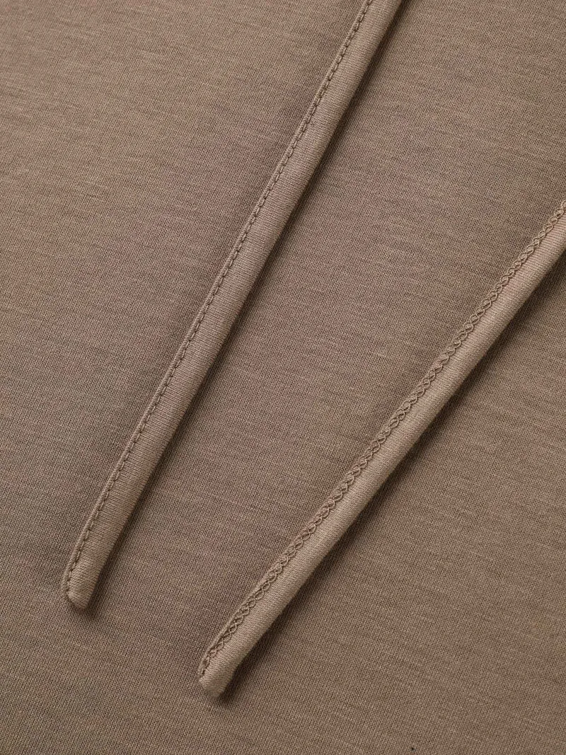 Hooded Drawstring Solid Long T-Shirt
