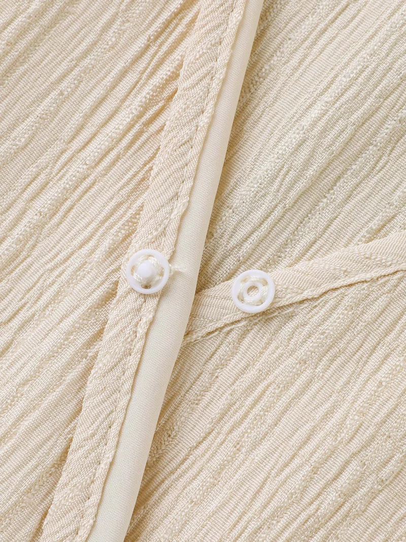 Pleated Waist Textured Shirred Midi Dress