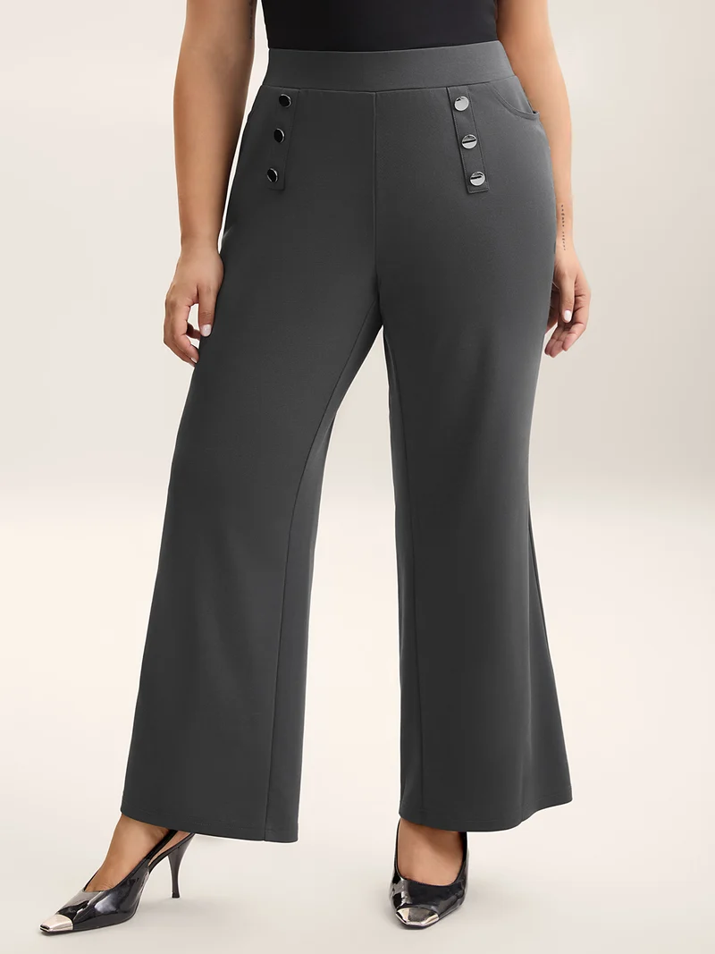 Button No-Waist Gap Pull On Pants