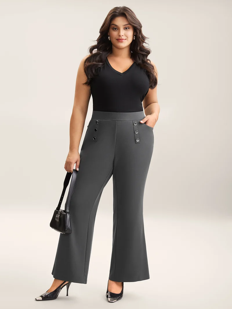 Button No-Waist Gap Pull On Pants