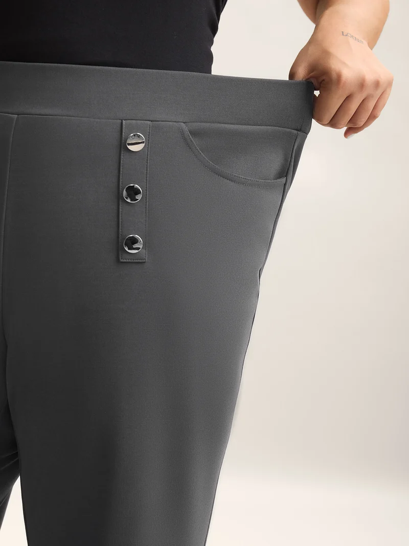 Button No-Waist Gap Pull On Pants