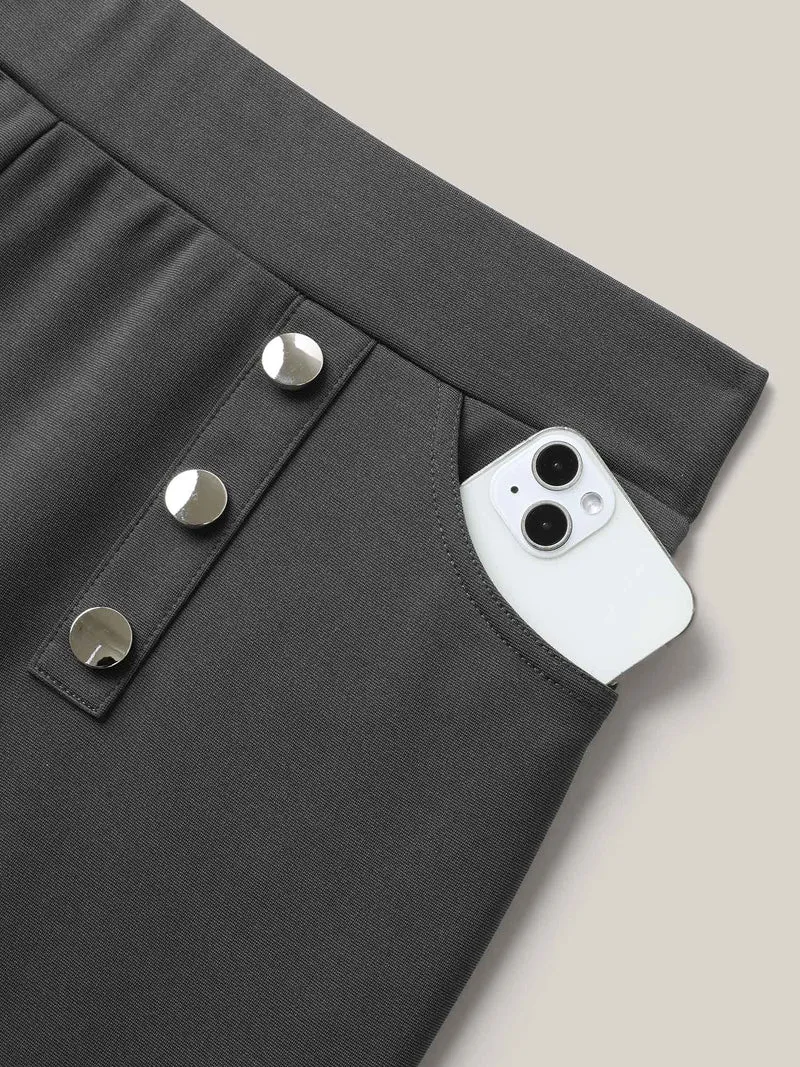 Button No-Waist Gap Pull On Pants
