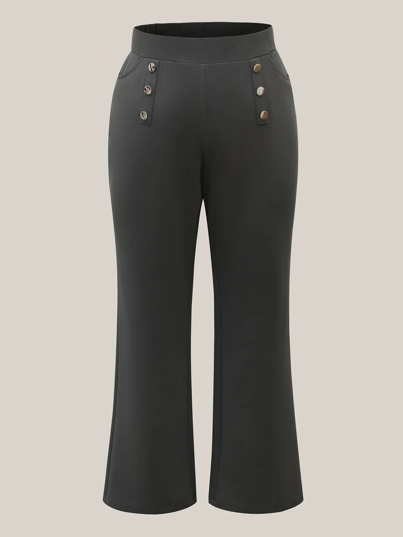 Button No-Waist Gap Pull On Pants