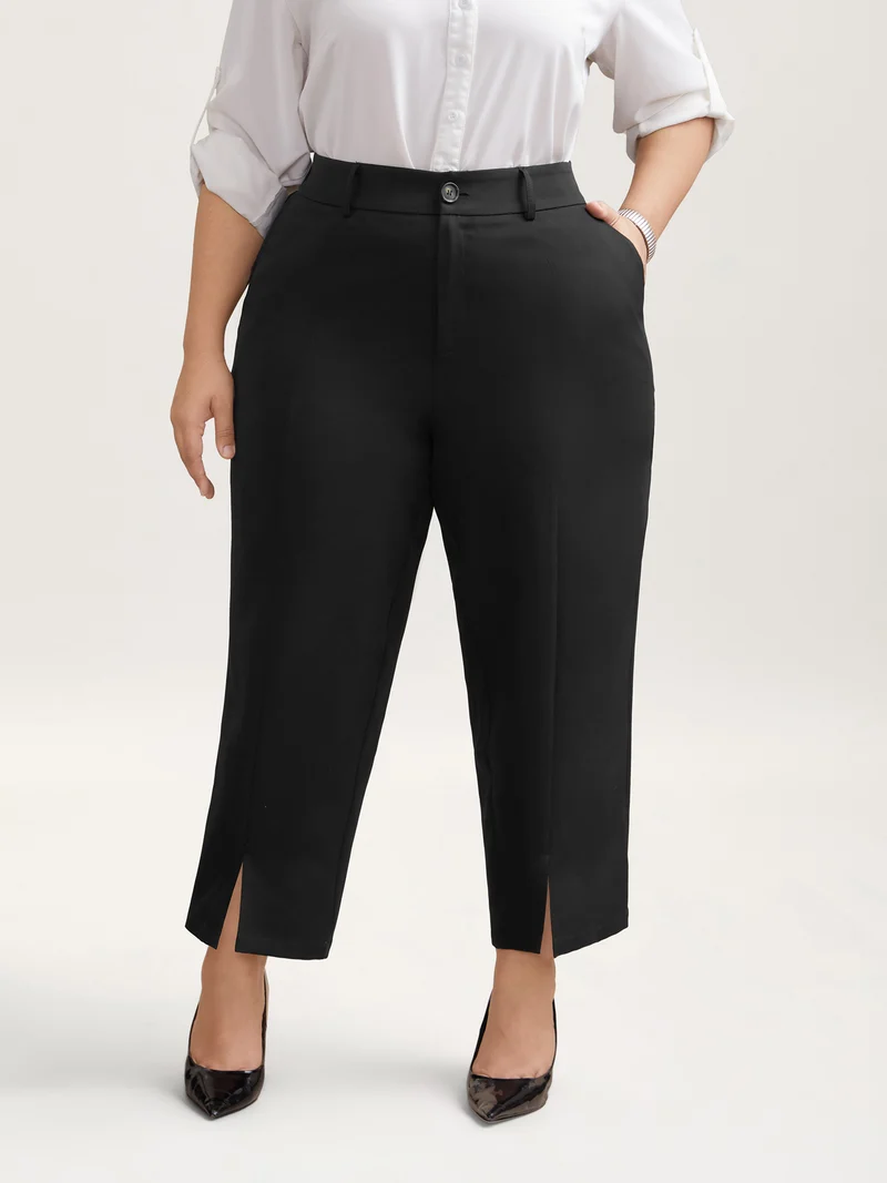 Pleated Loop Straight-Leg Pants