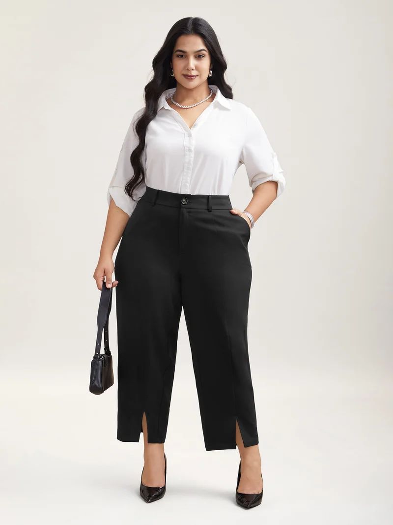 Pleated Loop Straight-Leg Pants