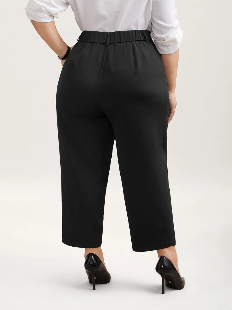 Pleated Loop Straight-Leg Pants