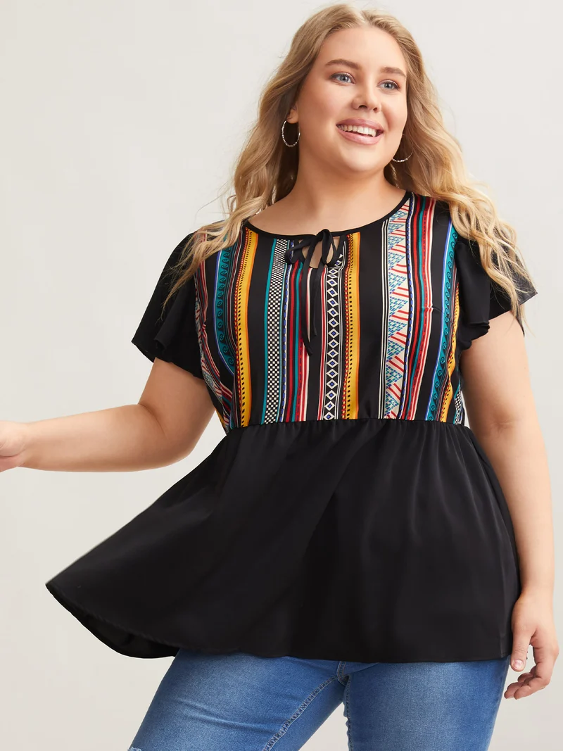 Multi-Color Striped Neck Tie Shirt