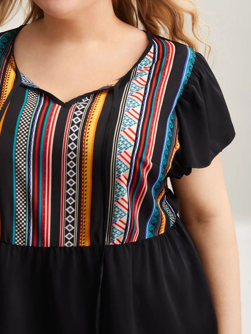 Multi-Color Striped Neck Tie Shirt