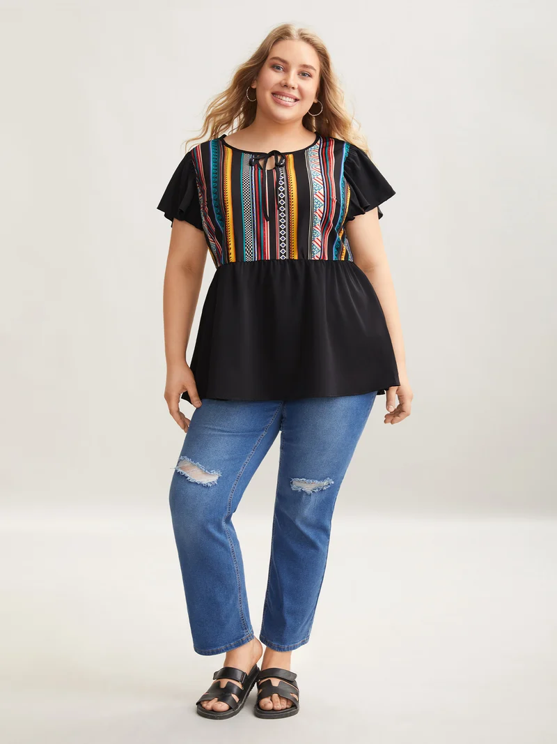 Multi-Color Striped Neck Tie Shirt