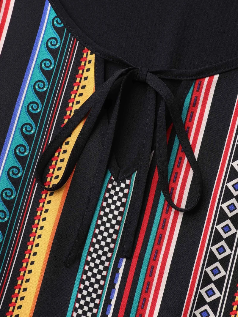 Multi-Color Striped Neck Tie Shirt